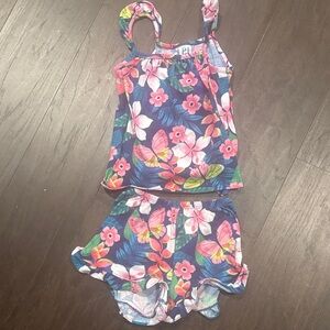 $3-2 piece Place Floral Print Tank Top and Shorts Set